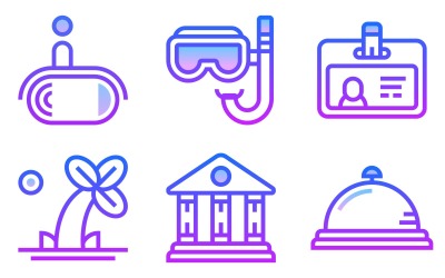Paquete de iconos de viaje en estilo degradado