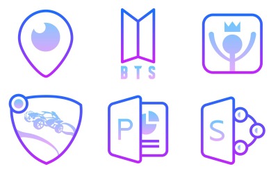 Logotyper Ikonpaket i lutningsstil