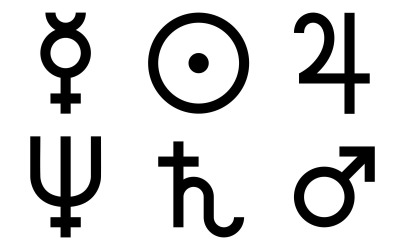Malzeme Dolgulu Tarzda Astroloji Simge Paketi