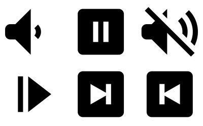 Mediensteuerung Icon Pack im materialgefüllten Stil