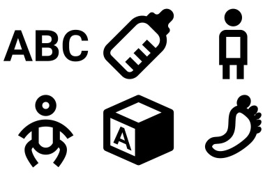 Pacote de ícones de bebês em estilo de material delineado
