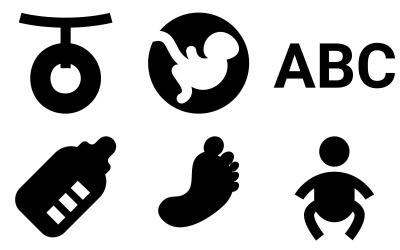 Paquete de iconos de bebé en estilo relleno de material