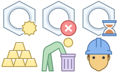 Pacchetto di icone di industria in stile ufficio