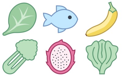Pacote de ícones de alimentos em estilo de escritório