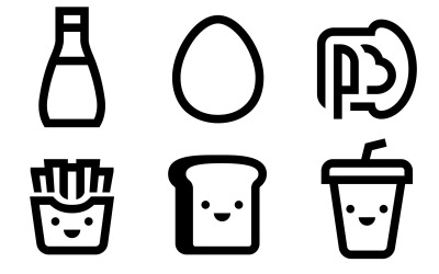Paquete de iconos de comida en estilo Windows 10