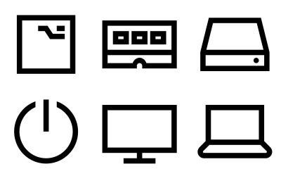 Paquete de iconos de hardware de computadora en estilo Windows 10