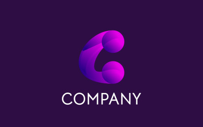 C Gradient - Purple Logo Template
