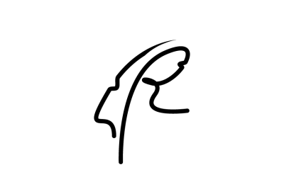 Modelo de logotipo elegante letra R de linha pena