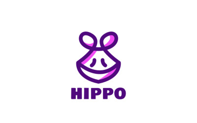 Plantilla de diseño de logotipo lindo hipopótamo