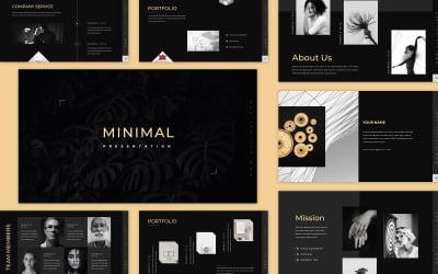 Reinigen Sie die PowerPoint-Vorlage für die minimale schwarze Präsentation