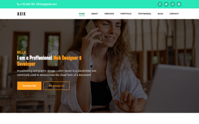 Asik - Személyes portfólió Bootstrap5 céloldal sablon