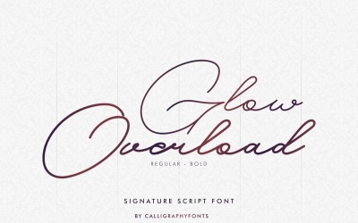 Caratteri della firma di scrittura a mano con sovraccarico di bagliore