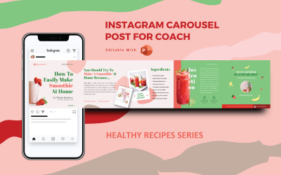 Entrenador Creador de Recetas Saludables - Plantilla de Powerpoint para Redes Sociales de Carrusel de Instagram