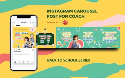 Okula Dönüş Yeni Normal - Instagram Atlıkarınca Powerpoint Sosyal Medya Şablonu