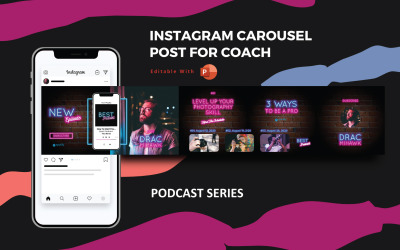 Podcast Coach - Instagram Carousel Powerpoint Sosyal Medya Şablonu