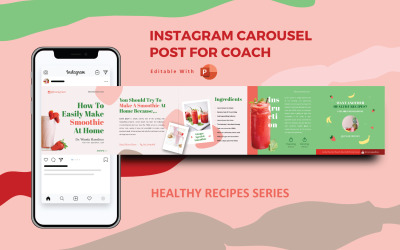 Sağlıklı Tarif Oluşturucu Koçu - Instagram Carousel Powerpoint Sosyal Medya Şablonu
