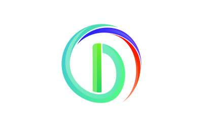 D harfi renkli daire Logo şablonu