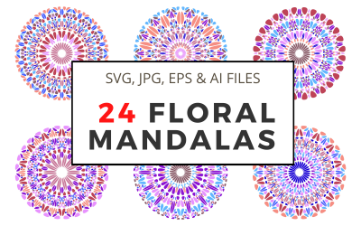 24 Mandala floreali Vector Drawings Illustration Background