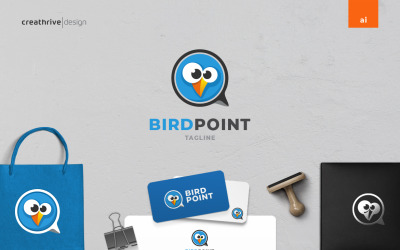 Modelo de logotipo divertido de Bird Point