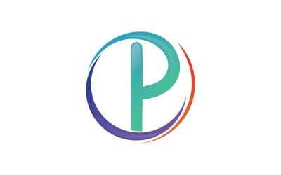 P harfi renkli daire Logo şablonu
