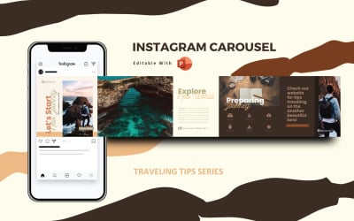 Dicas de viagem PowerPoint de modelo de mídia social carrossel do Instagram