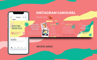 Рецепты коктейлей Instagram Carousel Шаблон социальных сетей Powerpoint