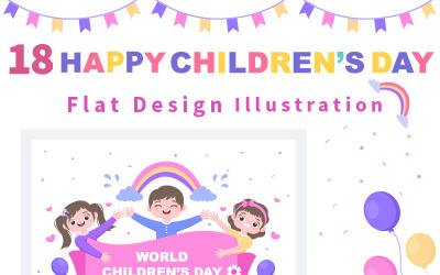18 Illustration zum glücklichen Kindertag