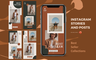 Instagram történetek és bejegyzések Powerpoint közösségi média sablon - a legjobb eladók gyűjteménye