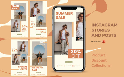 Instagram történetek és bejegyzések Powerpoint közösségi média sablon - divat eladó
