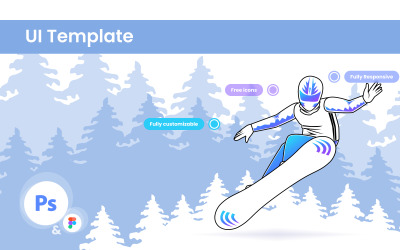 Лыжный буклет - лыжный мульти-концептуальный минимальный шаблон