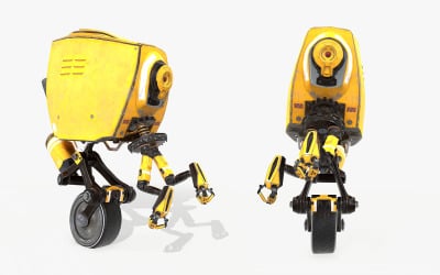 Modello 3d Low Poly Robot Monocykl Sci-Fi
