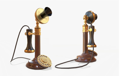 Retro telefon låg poly 3d-modell