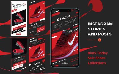 Schuhe Produkt Black Friday Promotion PowerPoint Social Media Vorlage