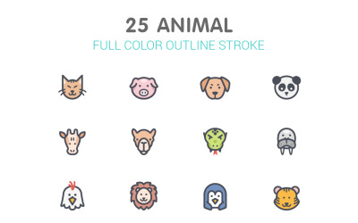 Animal &amp;amp; pet Line with Color Iconset template