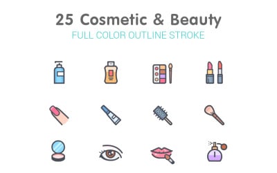 Cosmetic &amp;amp; Beauty Line with Color Iconset template