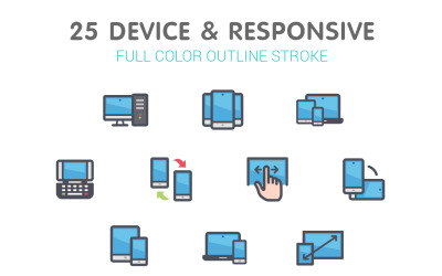 Device &amp;amp; Responsive Line with Color Iconset template