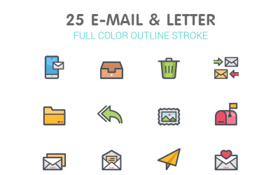 E-Mail- und Briefzeile mit Vorlage für Farbikonen