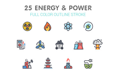 Energie- en krachtlijn met kleur Iconset-sjabloon