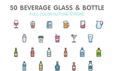 Glass &amp;amp; Bottle Line With Color Iconset template