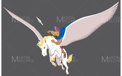 Grekisk hjälte Bellerophon vektorillustration