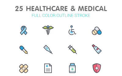 Healthcare &amp;amp; Medical Line with Color Iconset template
