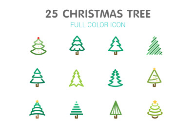 Kerstboomlijn met kleur Iconset-sjabloon
