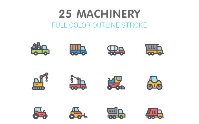 Linea di macchinari con modello Iconset di colore
