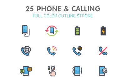 Telefono e linea telefonica con il modello Iconset a colori