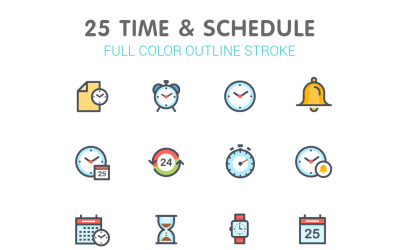 Time & Schedule Line avec modèle de jeu d'icônes de couleur