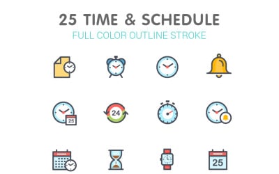 Time &amp;amp; Schedule Line with Color Iconset template