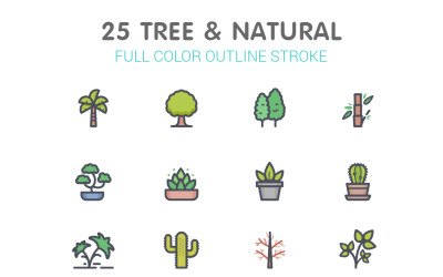 Tree &amp;amp; Natural Line with Color Iconset template