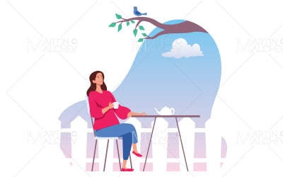 Contemplation and Relaxation Vector Illustration