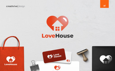 Kärlek hus enkel logotyp mall