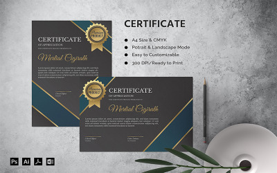 Mertial Cigirath - šablona certifikátu